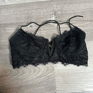 Black lace up bralette